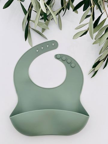 Deluxe Silicone Bib | Olive